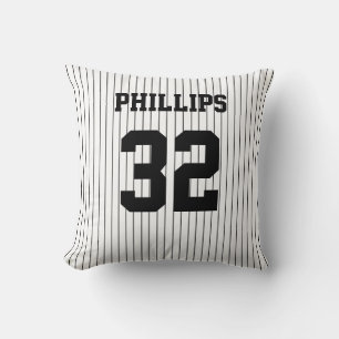 Baseball Black Pinstripes and White Jersey Cushion