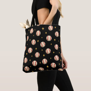 Baseball Black Tote Bag