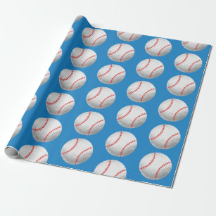 Baseball Blue and Red Pattern Wrapping Paper