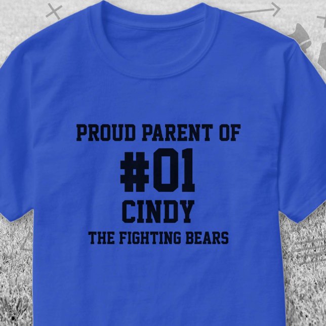 Baseball Blue Black Team T-Shirt (Blue and Black Baseball Proud Parent of T-Shirt. Celebrate your high school or college athlete.)