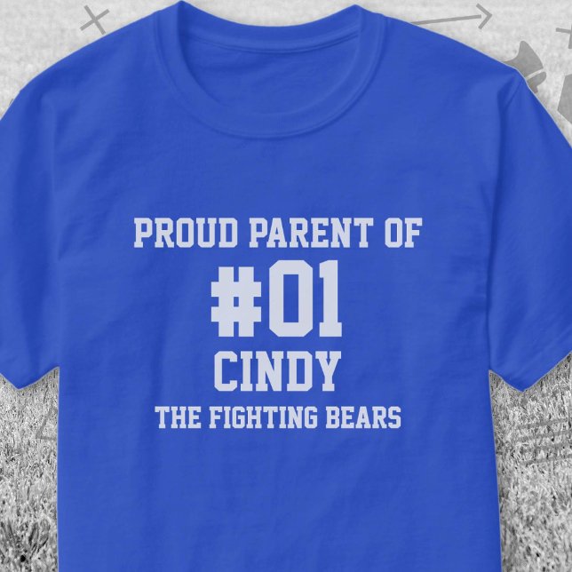 Baseball Blue White Team T-Shirt (Blue and White Baseball Proud Parent of T-Shirt. Celebrate your high school or college athlete.)