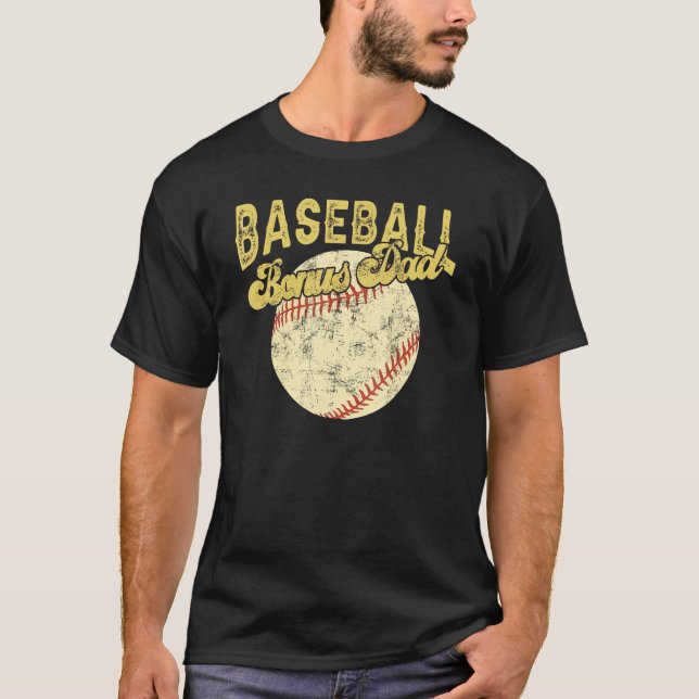 Baseball Bonus Dad Family Matching Funny Fathers D T-Shirt (Front)