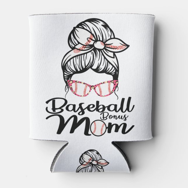 Baseball Bonus Mum Funny Softball Mum Shirt Mother Can Cooler (Front)