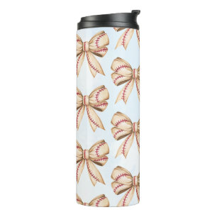 Baseball Bow Tumbler, Coquette Baseball theme  Thermal Tumbler