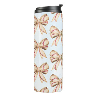 Baseball Bow Tumbler, Coquette Baseball theme  Thermal Tumbler