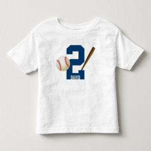Baseball Boy All Star Custom Name 2nd Birthday Toddler T-Shirt