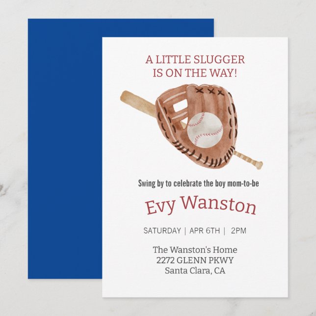 Baseball boy baby shower invitation (Front/Back)