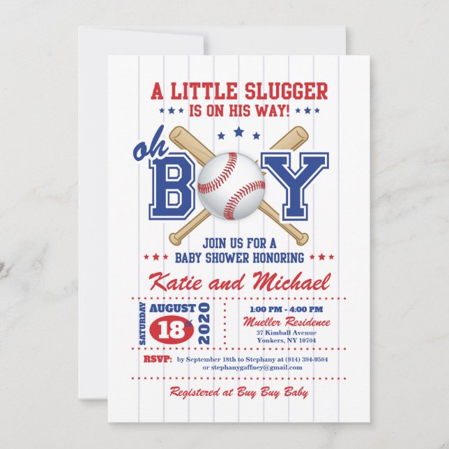 Baseball Boy Baby Shower Invitation (Front)