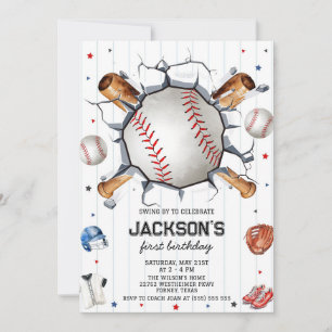 Baseball Boy Birthday Party Invitation