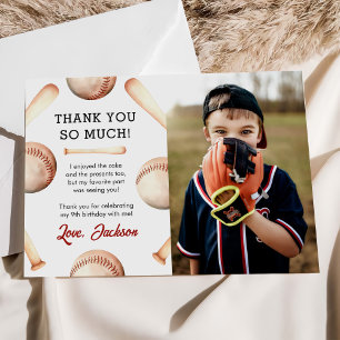  Baseball Boy Birthday Party Photo Thank You Card