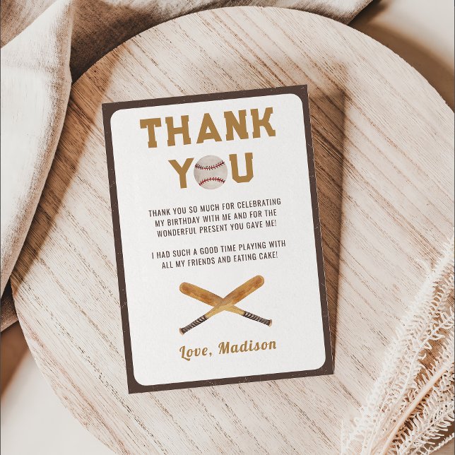 Baseball Boy Birthday  Thank You Card (Creator Uploaded)