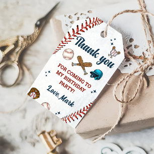 Baseball Boy Birthday Thank You Gift Tags