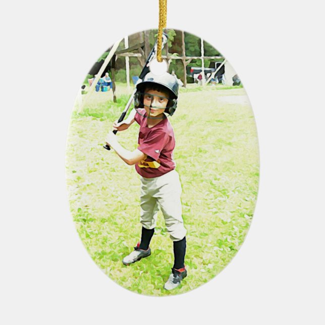 Baseball Boy Ceramic Tree Decoration (Front)