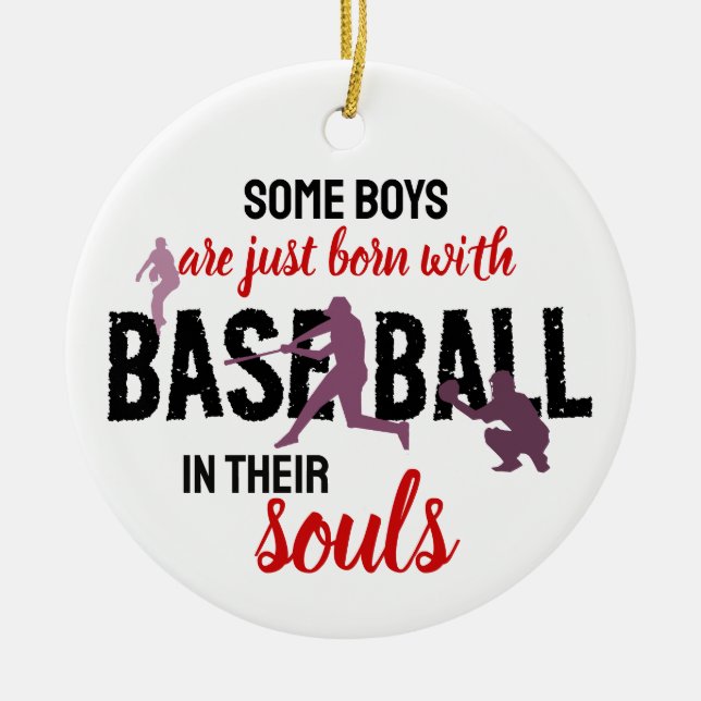 Baseball Boy Funny Baseball Player Design Ceramic Tree Decoration (Front)