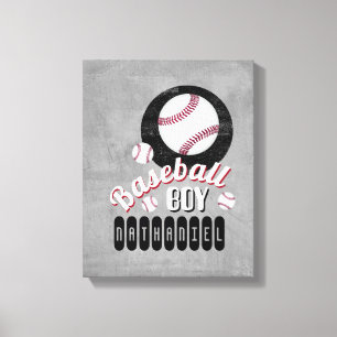 baseball boy sports quote add your name grey    canvas print