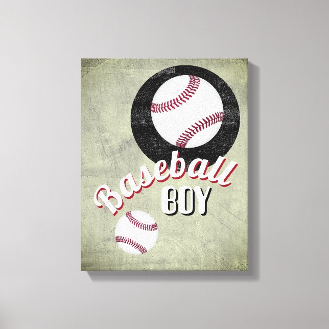 baseball boy sports quote distressed background  canvas print (Front)