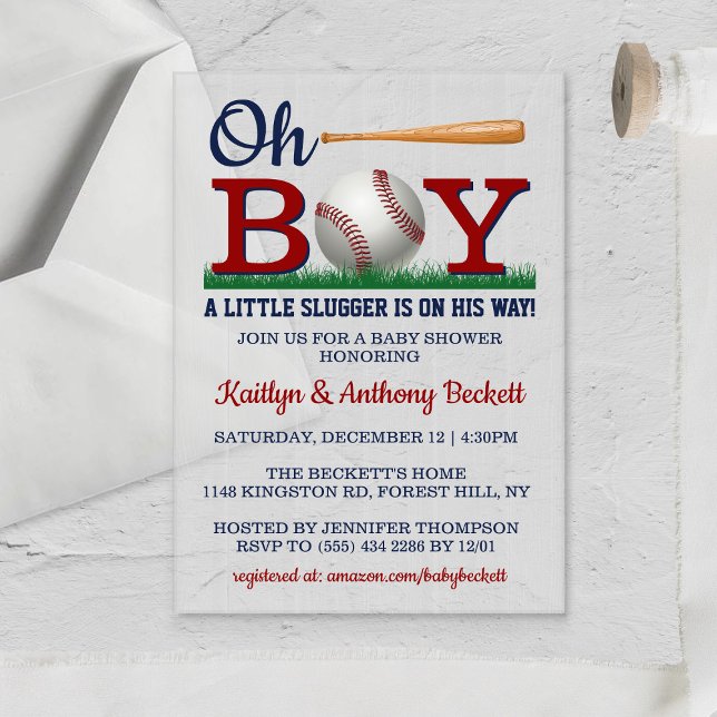Baseball Boys Baby Shower Acrylic Invitations (Creator Uploaded)