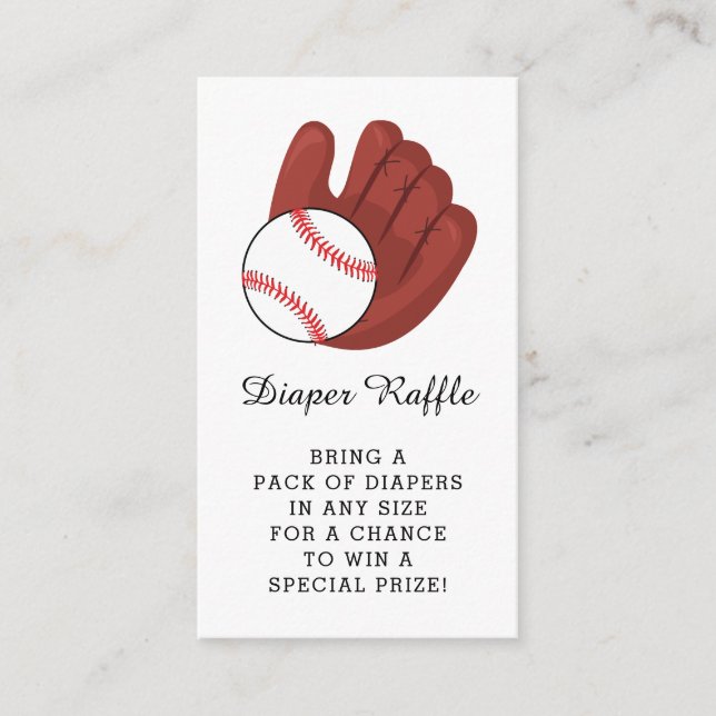 Baseball Boys Baby Shower Diaper Raffle Ticket Enclosure Card (Front)