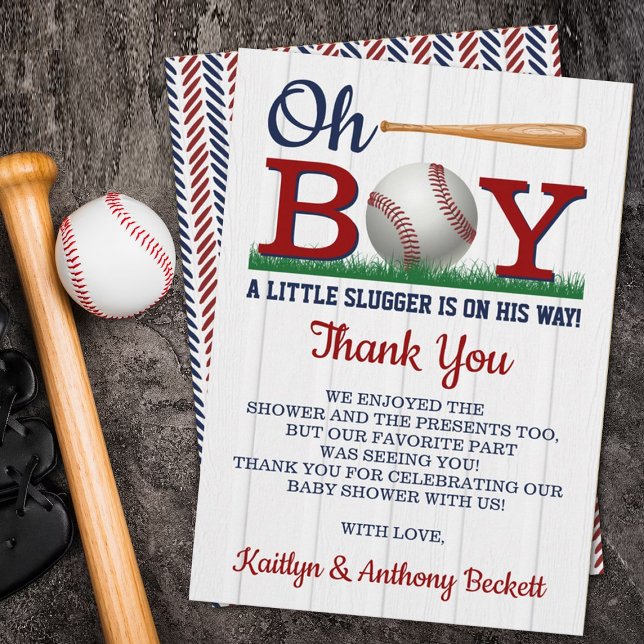 Baseball Boys Baby Shower Thank You Card (Creator Uploaded)