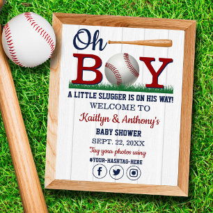 Baseball Boys Baby Shower Welcome Sign