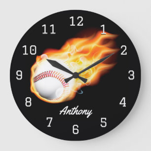 Baseball Boy's Room Personalised Large Clock