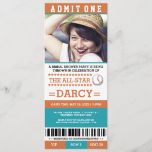 Baseball Bridal Shower Party Invites