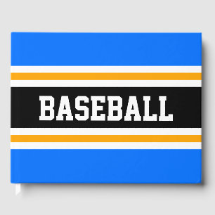 BASEBALL Bright Green Yellow Black Racing Stripes Guest Book
