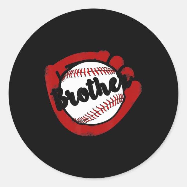 Baseball Brother  for Baseball Softball Mum Classic Round Sticker (Front)