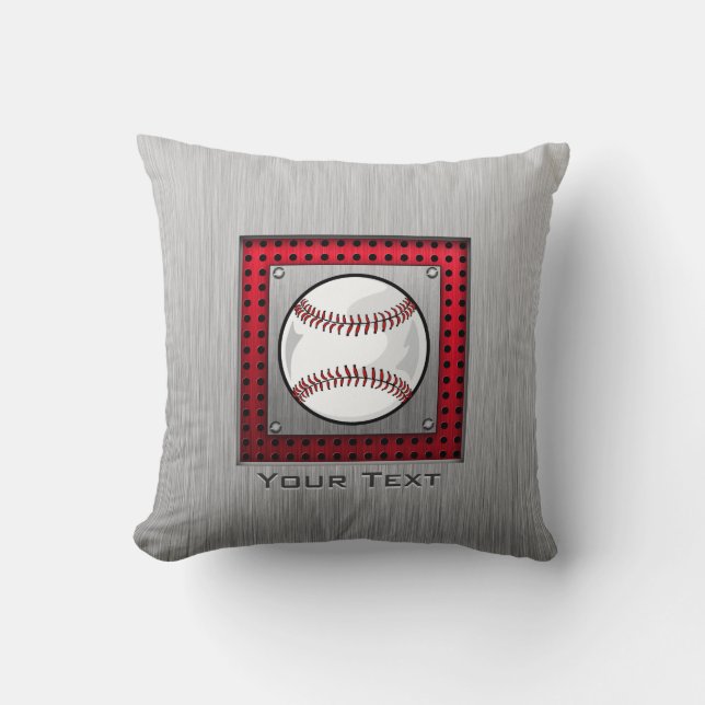 Baseball; Brushed Aluminium look Cushion (Front)