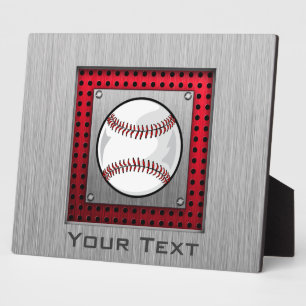 Baseball; Brushed Aluminium look Plaque