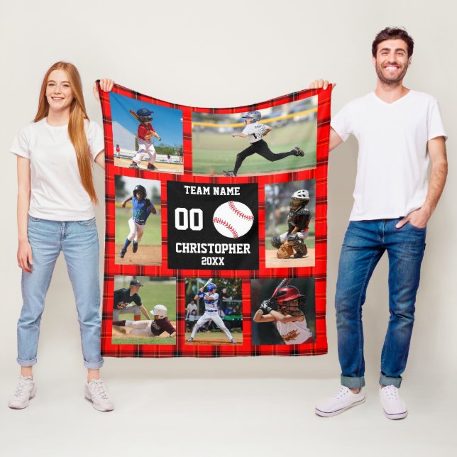 Baseball Buffalo Photo Collage Fleece Blanket (In Situ)