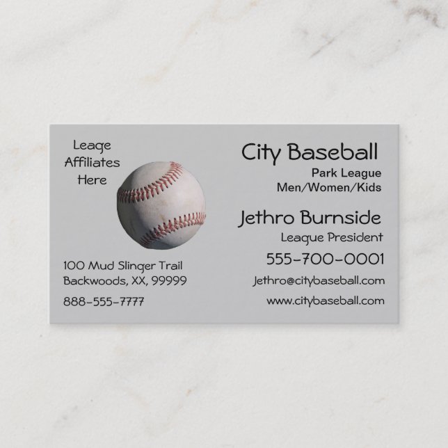 Baseball Business Card (Front)
