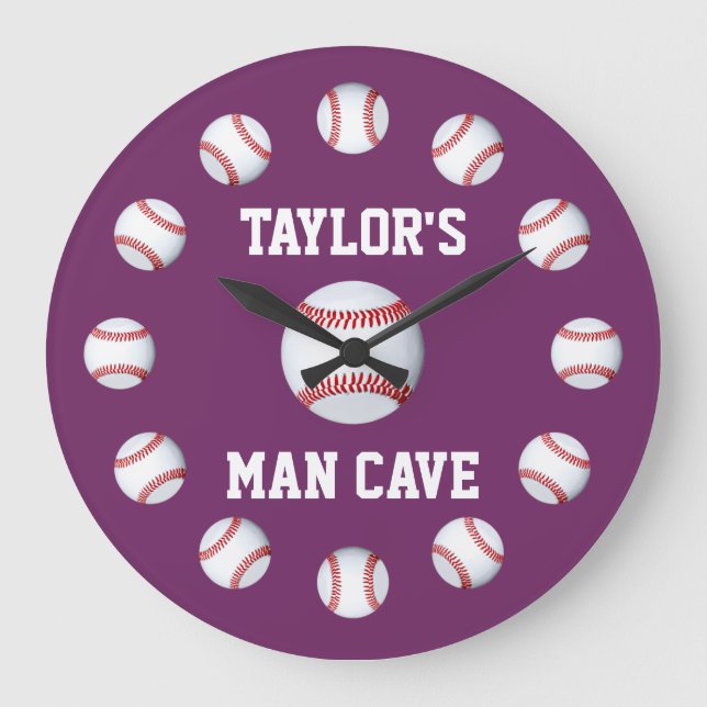 Baseball Byzantium Top Monochromatic Large Clock (Front)