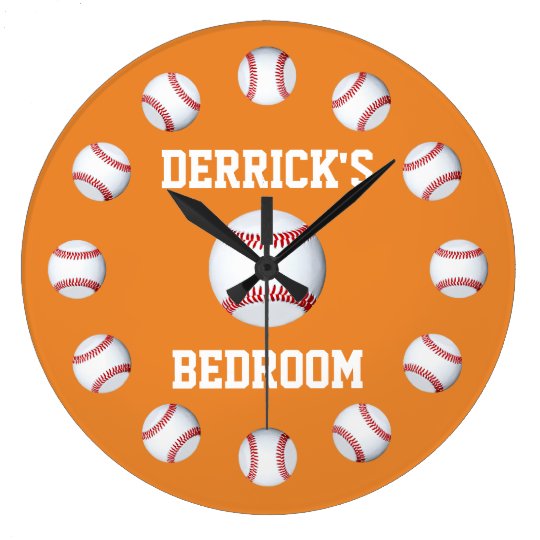 Baseball Cadmium Orange Exclusive Colour Design Large Clock