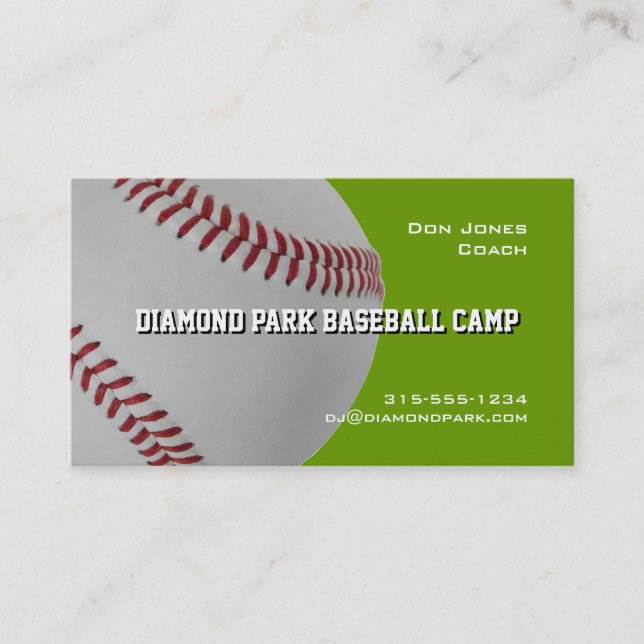 Baseball Camp Coach Business Card (Front)