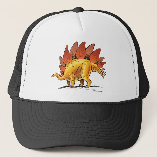Baseball Cap Stegosaurus Cartoon Dinosaur (Front)