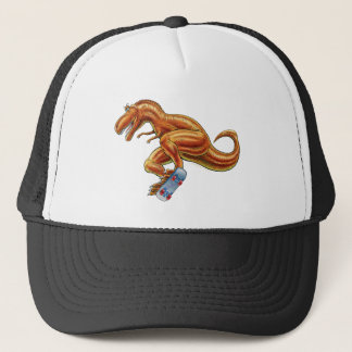 Baseball Cap T-rex on Skateboard