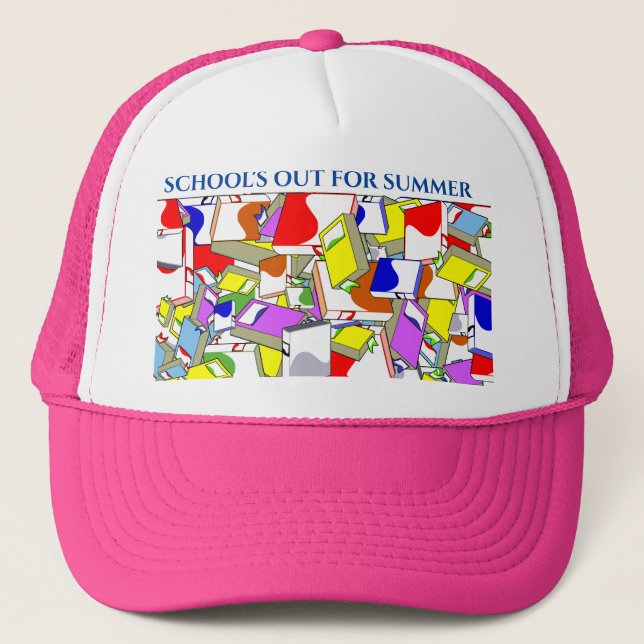 Baseball Cap with PINK & WHITE. "SCHOOL'S OUT" (Front)