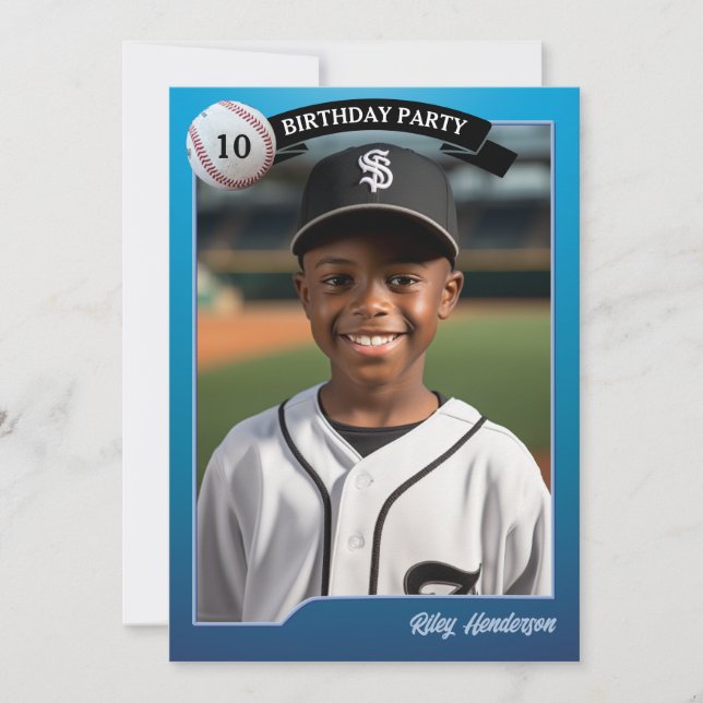 Baseball Cards Photo Birthday Party Invitation (Front)