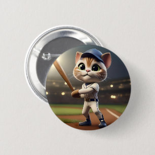 Baseball Cat, 6 Cm Round Badge
