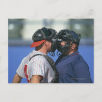 Baseball Catcher and Umpire Arguing