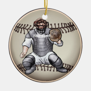 Baseball Catcher custom name ornament 