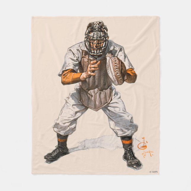 Baseball Catcher Fleece Blanket (Front)