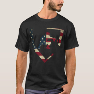 Baseball Catcher Gear design American Flag Basebal T-Shirt