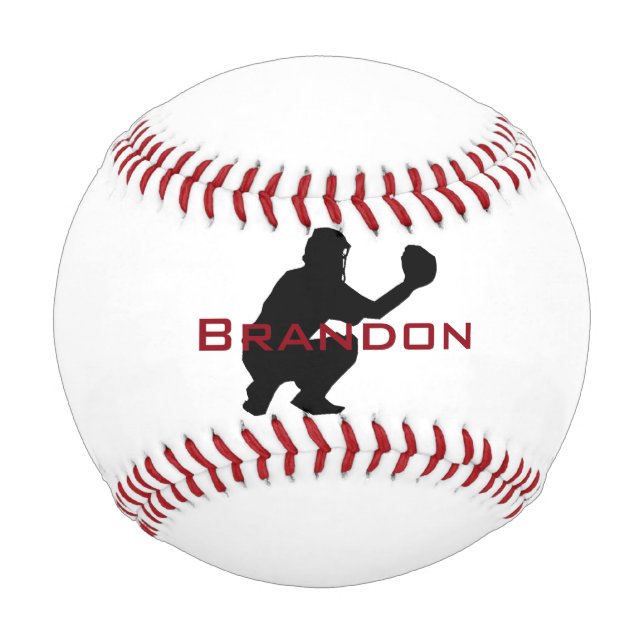 Baseball Catcher Image on a Baseball (Front)
