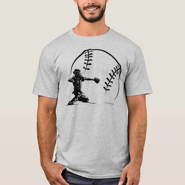 Baseball Catcher in Action T-Shirt (Front)