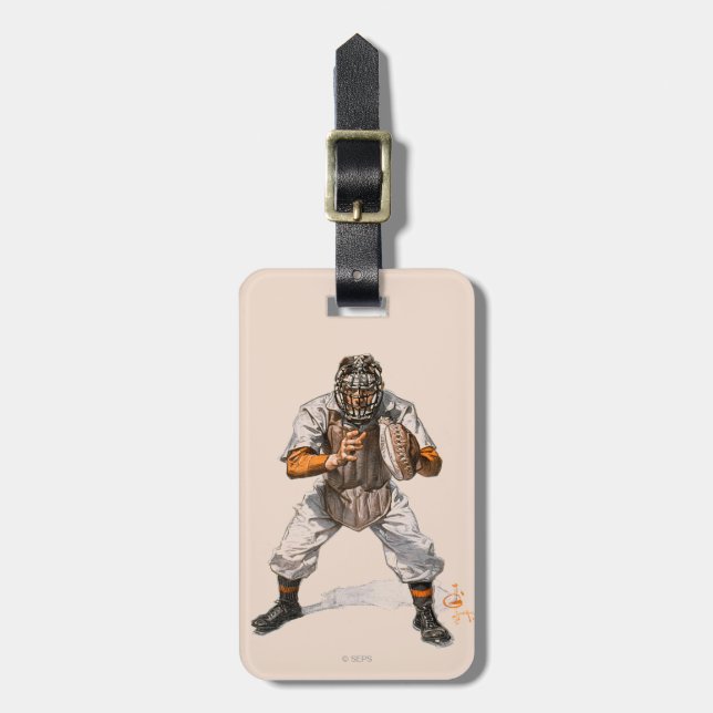 Baseball Catcher Luggage Tag (Front Vertical)