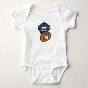 Baseball Catcher Mask Glove Baby Bodysuit