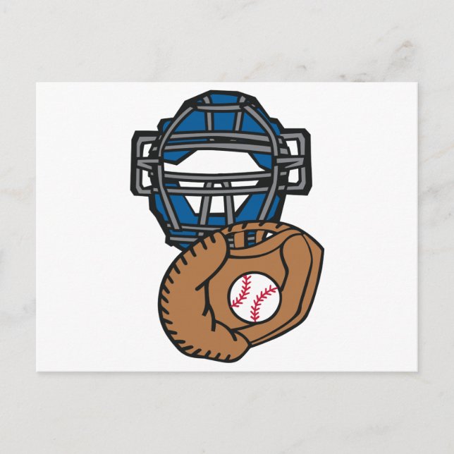 Baseball Catcher Mask Glove Postcard (Front)