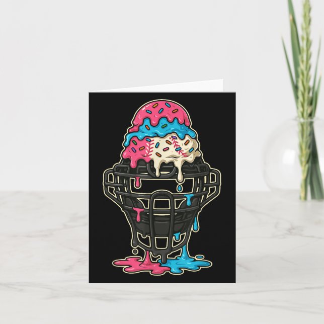 Baseball Catcher Mask Ice Cream Drip Baseball Boys Card (Front)